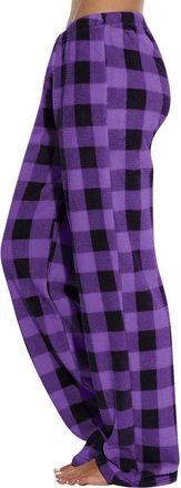 Generic Womens Plaid Fleece Pajama Pants, Wide Leg Lounge Bottoms with Elastic Waist, Soft Flannel Sleepwear for Autumn & Winter, Cosy Check Pyjama Trousers P