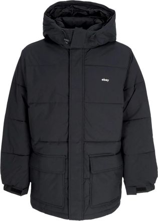 Obey Zwarte Puffer Donsjas met Hoge Kraag - Heren - Winterjassen - Zwart - S - Polyester - Jassen