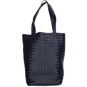 Bottega Veneta Dark Navy Leather Pouch Tote Bag (Pre-Owned)