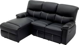 Vente-Unique Sof&aacute; rinconera izquierda relax de piel sint&eacute;tica negro CANBY