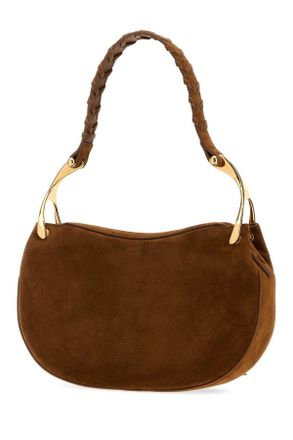 Alexander McQueen Womens Brown Suede Wishbone Shoulder Bag Darkbrowngold Borse A Mano