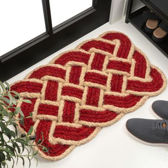 Jonathan Y Designs Maeve Classic Coastal Scalloped Basketweave Coir Indoor/Outdoor DoorMat