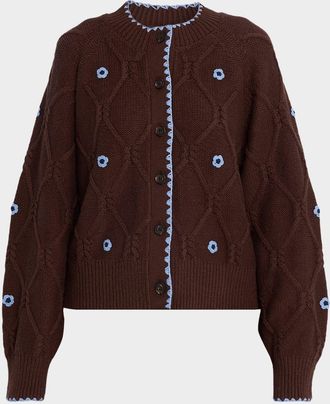 Rails Laurie Floral Cable-Knit Cardigan