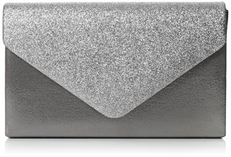 Swankyswans Swanky Swans Womens Kelly Glitter Envelope Clutch Bag Party Prom Bag Clutch Silver (Silver),5x12.5x22 cm (W x H x L)