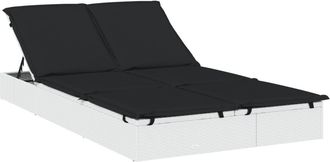 vidaXL Tumbona 2 Personas Con Cojines Rat&aacute;n Pe Blanco Vidaxl