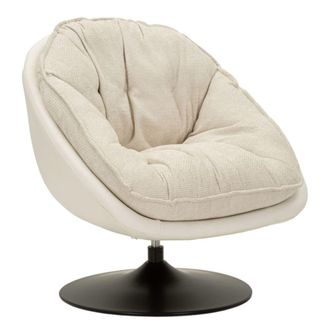 Mauro Ferretti Sill&oacute;n giratorio color crema de estilo retro, 78x78x84 cm