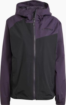 adidas Womens Color Block Front Zipper Pocket Rain Coat - Black - Size: 12