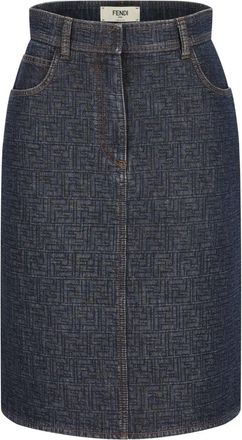 Fendi Ff Padded Denim Skirt