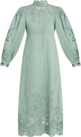 Farm Rio Abito midi con ricamo - Blu