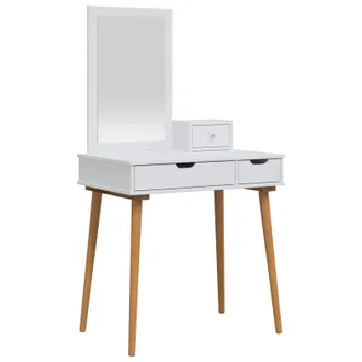 vidaXL Conjunto De Mesa De Tocador Fauske 3 Uds. Blanco Vidaxl