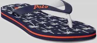 Polo Ralph Lauren Flip Flops mit Allover-Muster-Sohle in Marine, Gr&ouml;&szlig;e 41