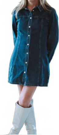 Le Lis Blanc Deux Denim With Button Mini Dress In Blue