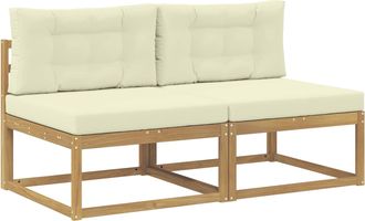 vidaXL 2 Pieza Sof&aacute; Intermedio De Exterior Poli&eacute;ster Blanco Vidaxl