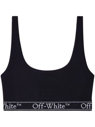 Off-white logo-underband crop top - women - Polyamide/Elastane/Elastane/Polyamide - M - Black