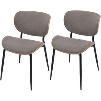 Hhg Hhg - Juego De 2 Sillas De Comedor 236, Tejido De Madera Curvada (370 G/m&sup2;) Certificado Oeko-tex Mvg, Natural, Gris Claro
