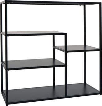Hhg [nunca Usado] Estanter&iacute;a Hhg-599, Estanter&iacute;a De Pie Para El Sal&oacute;n, Estilo Industrial De Metal, 80 X 80 X 30 Cm, Negro