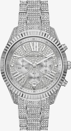 Michael Kors Oversized Lexington Pav&eacute; Silver-Tone Watch