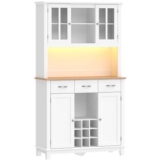 HOMCOM Alacena de cocina 100x39.5x180 cm blanco