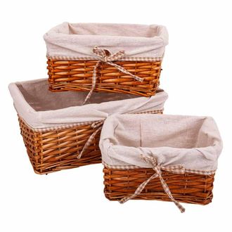Wanderlust Deco Wanderlust Deco - Set 3 Cestos De Mimbre Forrados Marrones