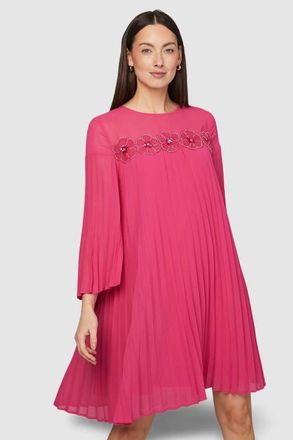 Wallis Pleated Floral Trim Shift Dress in Pink at Nordstrom, Size 12