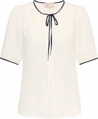 Maison Common Womens Tie-Front Short-Sleeve Blouse In Ivory