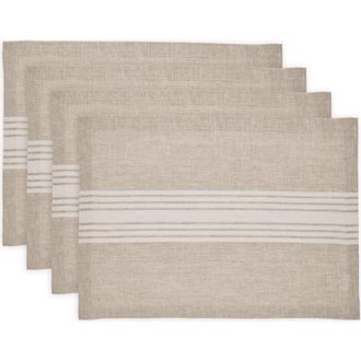 Solino Home Linen Placemats - Farmhouse, 14 x 19 in White And Natural at Nordstrom, Size Medium