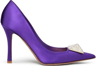 Valentino Garavani satin pumps - women - Silk/Calf Leather/Viscose/Lambskin/Goat Skin/Metal - 39.5 - Purple
