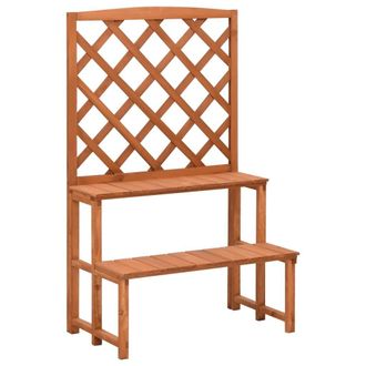 Berkfield Home Plant Stand with Trellis 70x42x115 cm Solid Fir Wood in Brown | Size: 70 x 42 x 115 cm