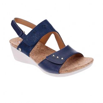 Revere Comfort Shoes Womens Grenada Back Strap Wedge Sandal In Blue French/blue Mosaic