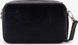 Pinko Womens Shoulder Leather Bag Carrie - Black