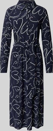 s.Oliver Black Label A-Linie Hemdblusenkleid aus Jersey mit Bindegurt in Marine, Gr&ouml;&szlig;e 42