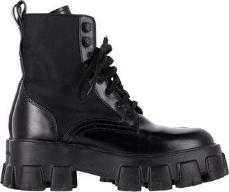 Prada Pre-owned Womens Monolith Combat Boots in Black Leather - Size 37.5 EU/IT