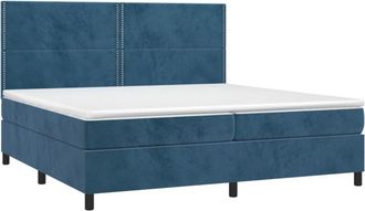 vidaXL Cama Box Spring Colch&oacute;n Y Led Terciopelo Azul Oscuro 200x200 Cm Vidaxl