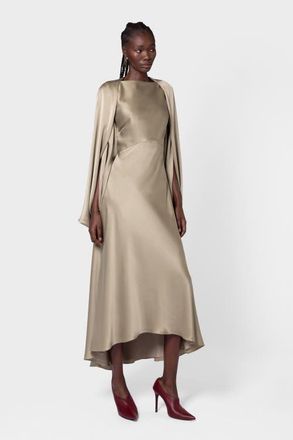 Roksanda Ilincic Koda Brushed Silk Midi Dress in Poire at Nordstrom, Size 4