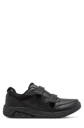 New Balance Hook & Loop Leather Sneaker in Black/Black at Nordstrom, Size 12.5
