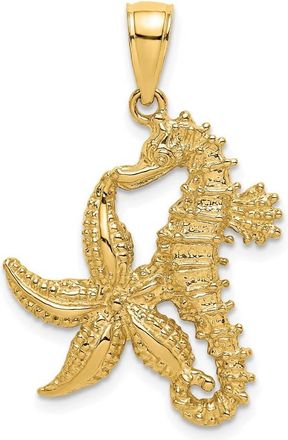 Diamond2Deal 14k Yellow Gold Starfish Seahorse Charm