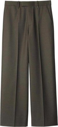 Burberry Wool Gabardine Pliss&eacute; Wijde Broek - Heren - Broeken - Grijs - Maat: XL Gabardine