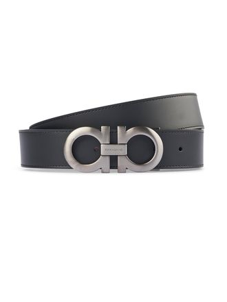 Ferragamo Reversible Leather Belt with Double Oval Buckle