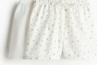 H&M 2er-Pack Schlafshorts - Weiss/Gebl&uuml;mt