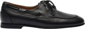 Scarosso Handgemaakte Zwarte Leren Boot Loafers - Dames - Bootschoenen - Zwart - 36 EU - Leer - Schoenen