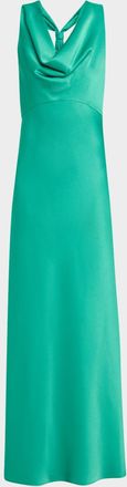 Emanuel Ungaro Katniss Cowl-Neck Halter Gown
