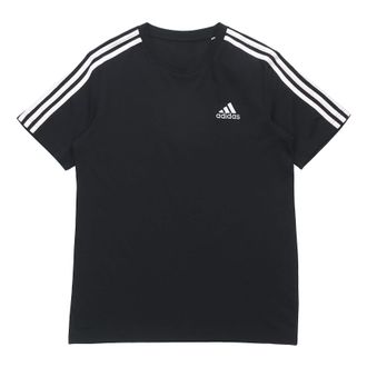 adidas M 3s Sj T Sports Training Stripe Round Neck Short Sleeve Black GL3732