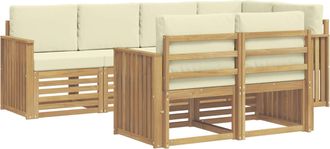 vidaXL Conjunto De Sof&aacute;s De Exterior 7 Uds. Blanco Y Crema Poli&eacute;ster Vidaxl