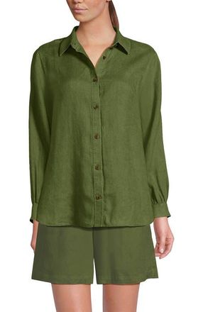 Lands End Linen Long Sleeve Feminine Shirt in Artichoke at Nordstrom, Size X-Small