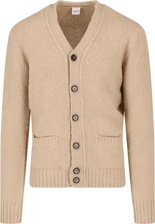 Aspesi Beige Wool V-Neck Pocketed Cardigan