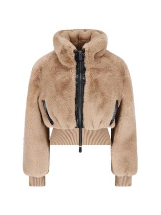 Pinko Brown Faux Fur Bagels Bomber Jacket