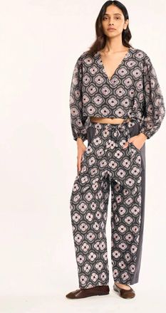 Rujuta Sheth Mesa Pants In Charcoal Botanica