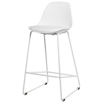 Koketto Home Taburete alto con asiento en polipropileno blanco y patas met&aacute;licas