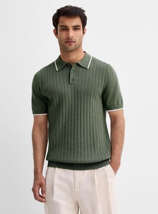Le 31 Mens Wide-rib knit Polo Shirt