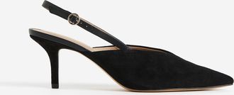 H&M Slingpumps aus Veloursleder - Schwarz